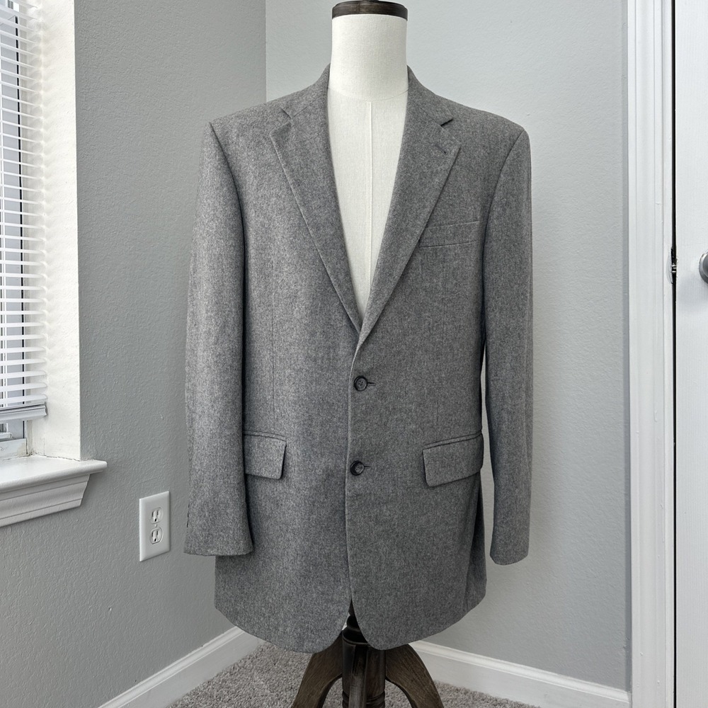 Oscar De La Renta Cashmere Blend Blazer Men 42L Gray 2 Button Ventless Jacket